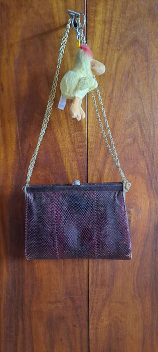 genuine 1960's snake skin leather hand bag