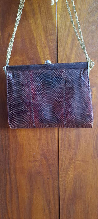 genuine 1960's snake skin leather hand bag