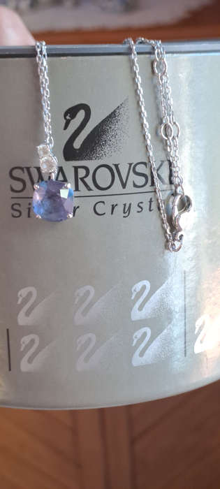 Genuine stamped Swarovski rhodium plated necklace and pendant