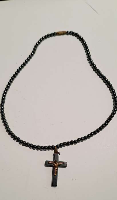 Beautiful Hematite cross pendant necklace