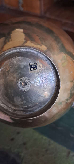 Vintage Indian Brass tea pot etched