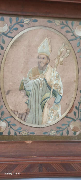 silk stitched picture of St Nicholas