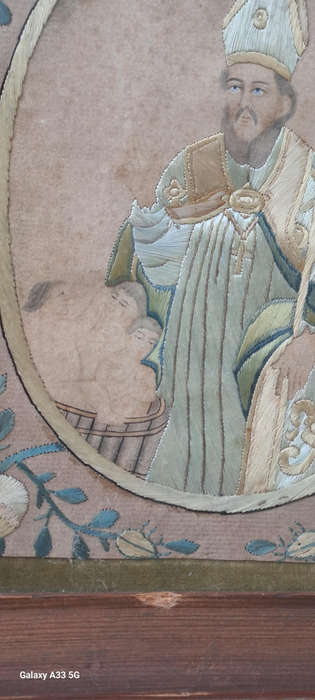 silk stitched picture of St Nicholas