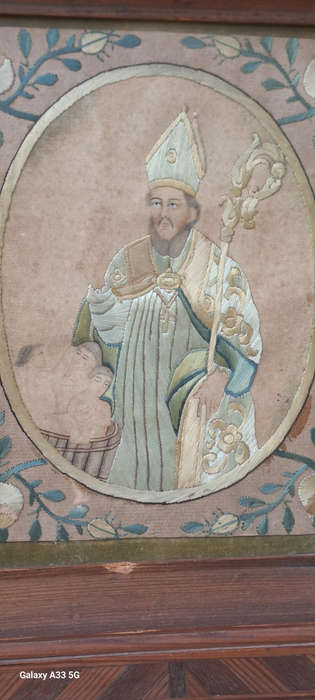 silk stitched picture of St Nicholas