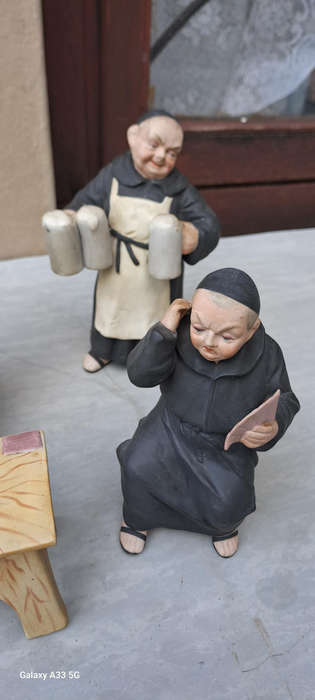 Carl Scheider German bisque monks playing cards every expresive