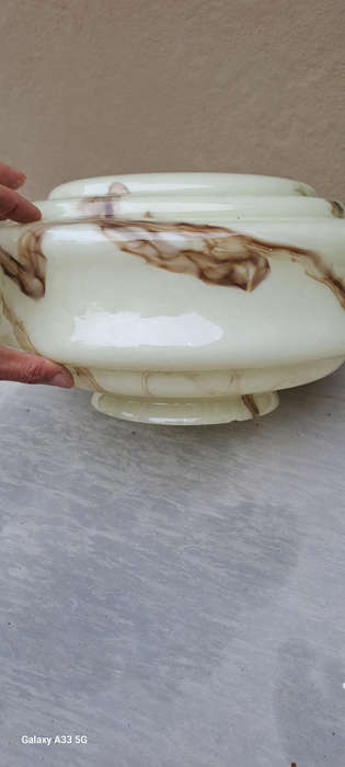 Art deco marbled glass lamp shade/ glass fixture globe 30cm diam