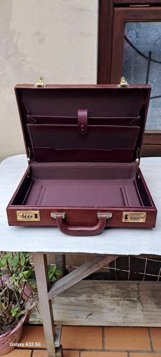 leather executive brief case burgundy brown