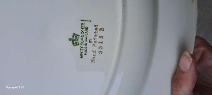lovely oval platter, white grey and pink Myott & Son England