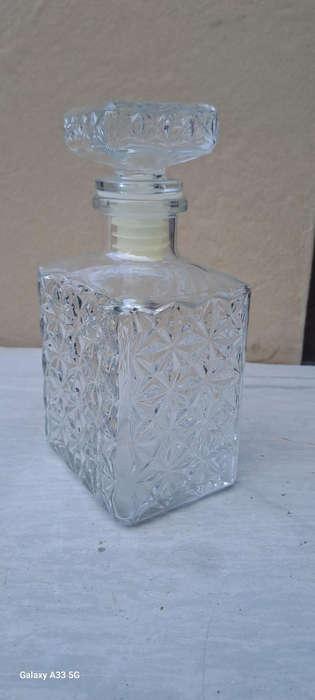 Lovely pressed glass spirit decanter 20cm tall