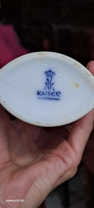 Vintage Kaiser Germany  White Bisque Porcelain Vase. Signed M Frey. Number 740/7