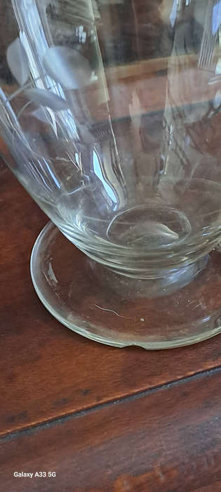 Vintage engraved art Deco? glass decanter/Carafe
