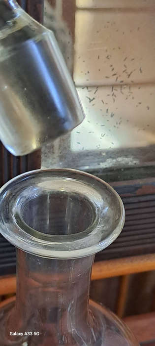 Vintage engraved art Deco? glass decanter/Carafe