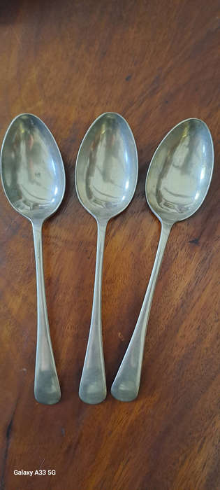 Pompton Silver soup spoons x 3