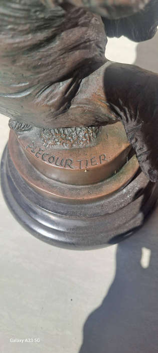 Vintage Bronze bear seated on marble plinth