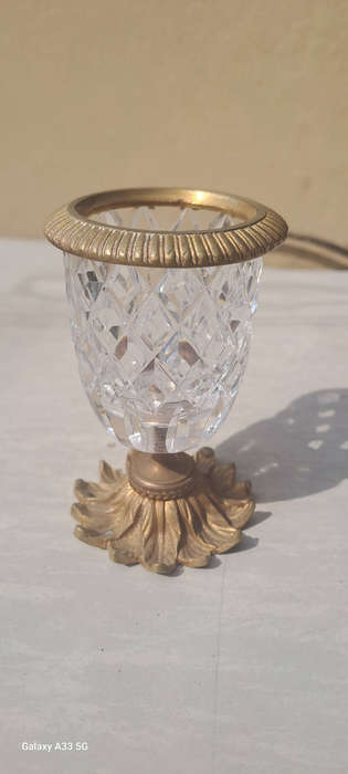 Vintage French crystal and brass cigarette holder