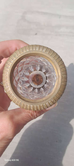 Vintage French crystal and brass cigarette holder