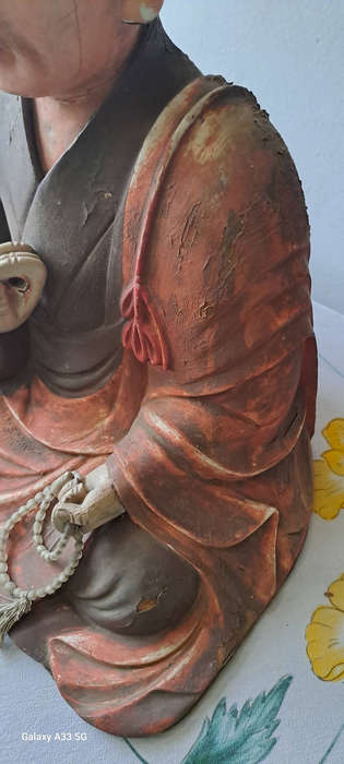 LARGE Antique Japanese Wooden Kobo Daishi Kukai ( )  Statue  very very rear