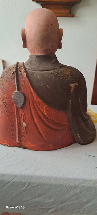 LARGE Antique Japanese Wooden Kobo Daishi Kukai ( )  Statue  very very rear