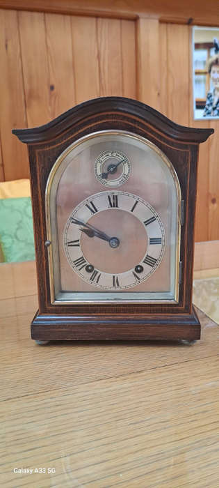 German 8 day rosewood mantle clock Hoffmeir ca 1900