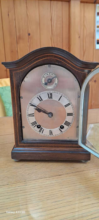 German 8 day rosewood mantle clock Hoffmeir ca 1900