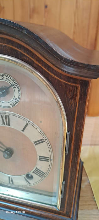 German 8 day rosewood mantle clock Hoffmeir ca 1900