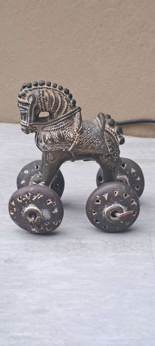 Indian Antique ornate bronze temple toy horse