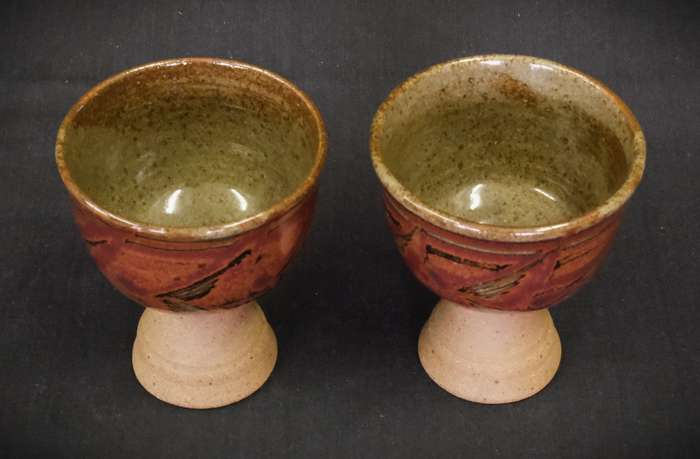 Beautiful Pair of Ceramic Wine/Aperitif Glasses