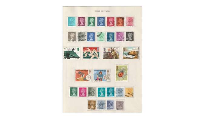 Great Britain & Commonwealth 15 Page selection of stamps with a few high Cat. value stamps.