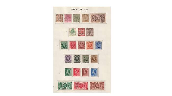 Great Britain & Commonwealth 15 Page selection of stamps with a few high Cat. value stamps.
