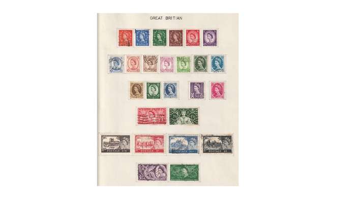 Great Britain & Commonwealth 15 Page selection of stamps with a few high Cat. value stamps.