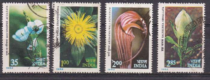 India 1982 Himalayan flowers full set FU