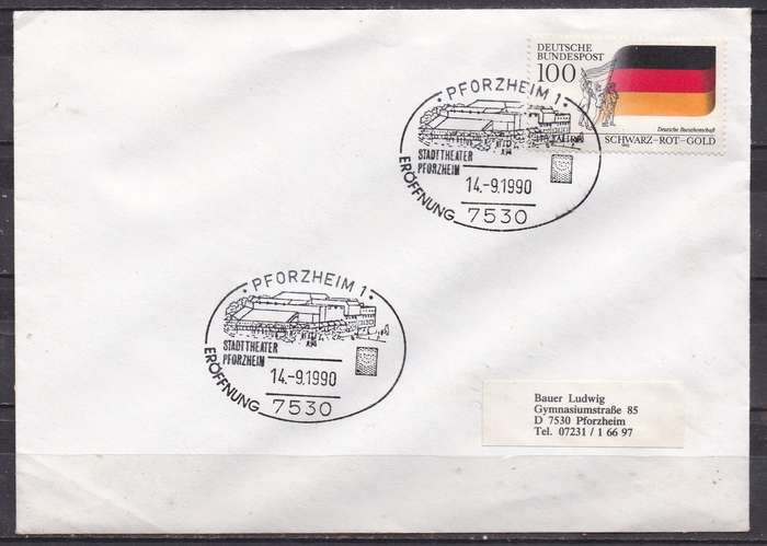 Germany 1990 German flag colours 175th ann. FDC