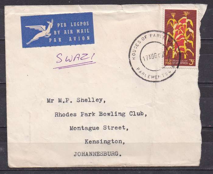 RSA 1966 cover sent from houses of parliament CPT
