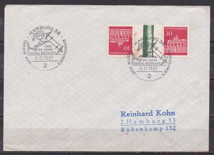Germany 1967 cover with tete-beche gutter pair