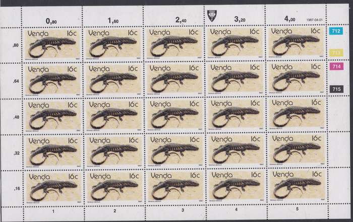 Venda 1986 definitive issue 16c added value Full sheet MNH