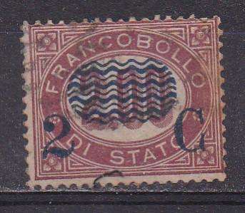 Italy 1878 official stamps O/P in blue. 2c on 2l FU