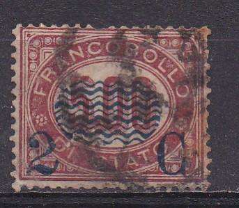 Italy 1878 official stamps O/P in blue. 2c on 5l FU
