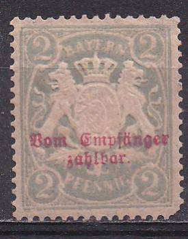 Germany 1888 Bavaria 2ph type of 1876 OP in red MM