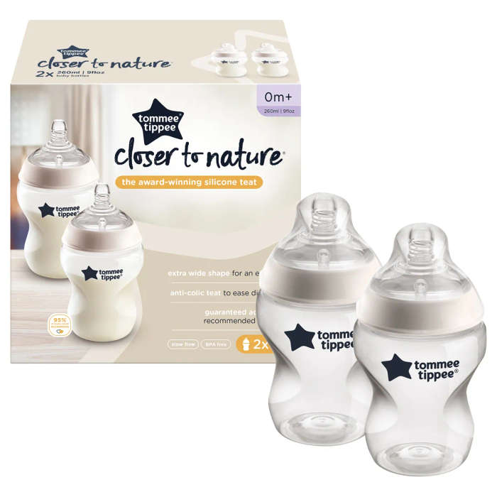Tommee Tippee Closer To Nature Bottle 260ml 2 Pack 0m+