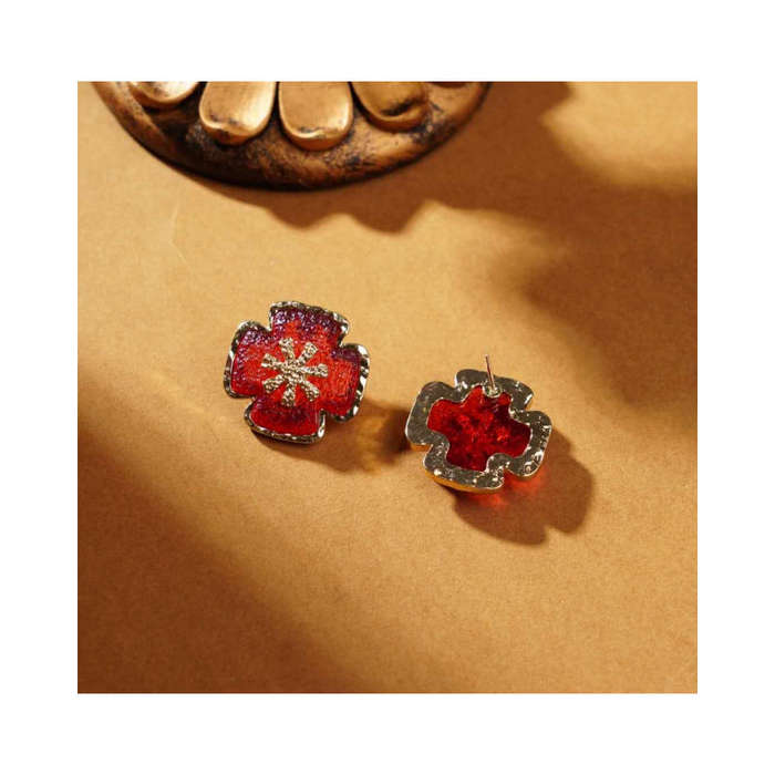Vintage glass cross earrings
