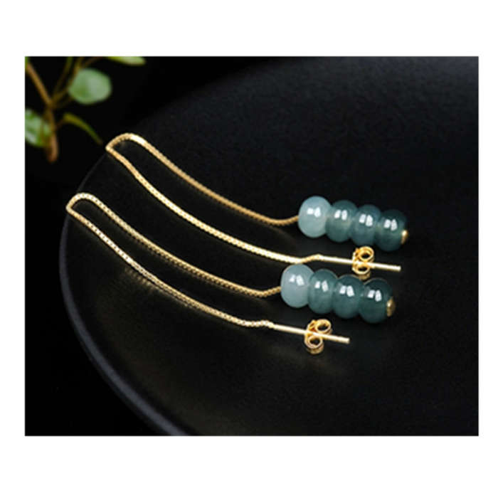 S925 Silver Jade Bead Earrings