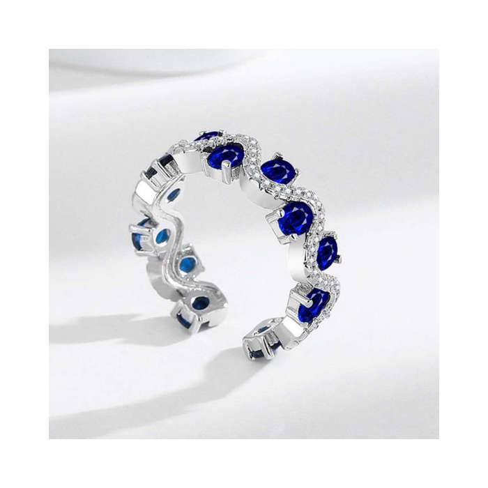 Snake Oval Blue  Open Ring