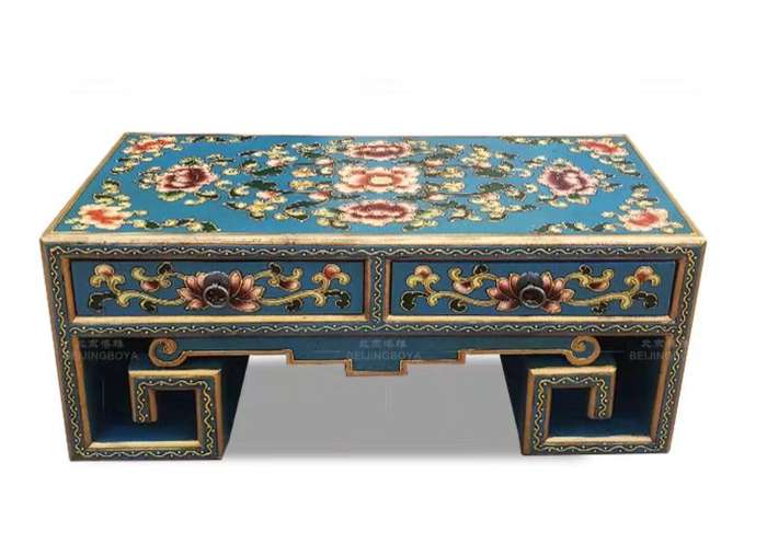 Distressed Hand-Painted Solid Wood Coffee Table