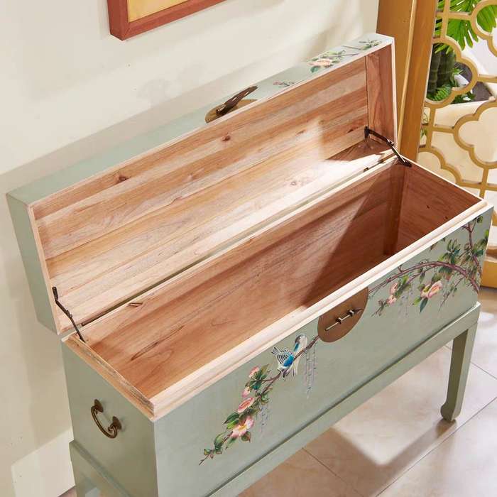 Chinese style hand-painted camphorwood solid wood storage cabinet