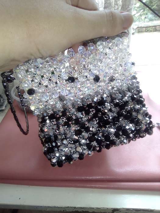 Czech Crystal Evening Bag - Black and White