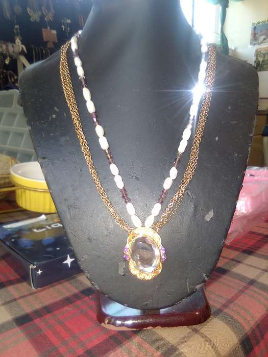 Swarovski and Pearl Necklace - Mirror.