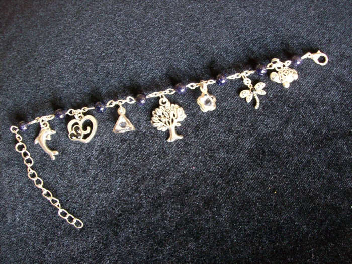 Midnight Stone Charm Bracelet - Tree of Life