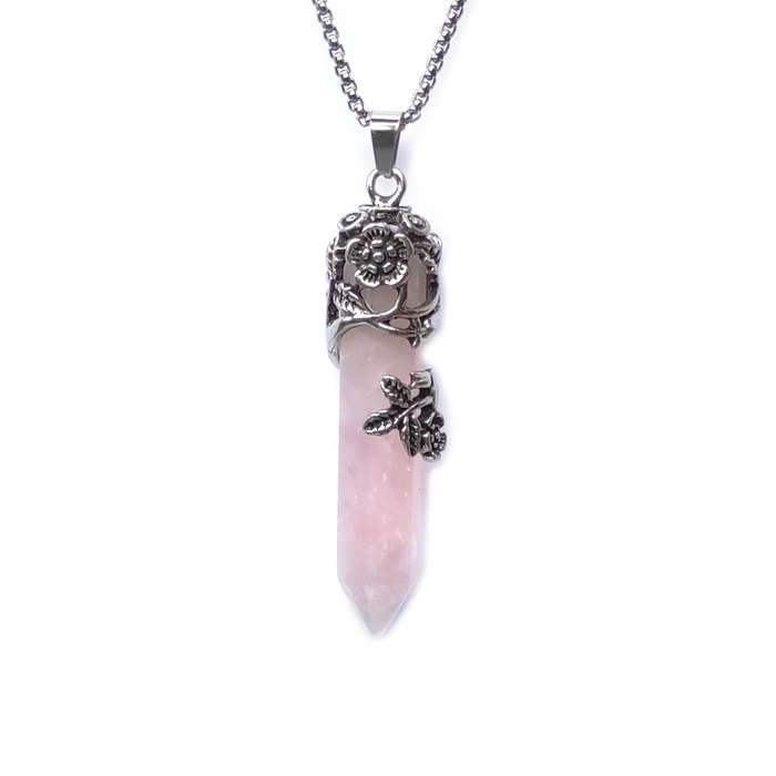 Rose Quartz Gemstone Pendant Necklace