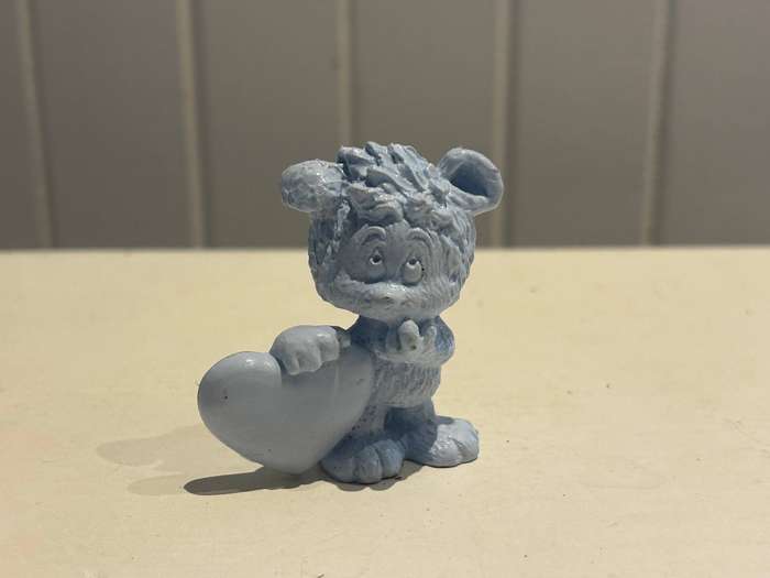 Vintage 1980s BEAR Holding a Heart rubber figure by Schleigh