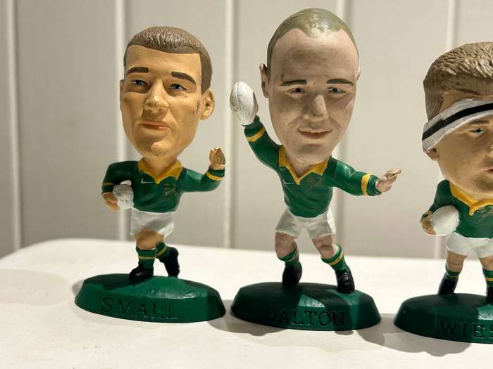 1995 South Africa Springboks RUGBY SHELL HEADLINERS Figure lot of 4 WIESE SMALL MULDER DALTON